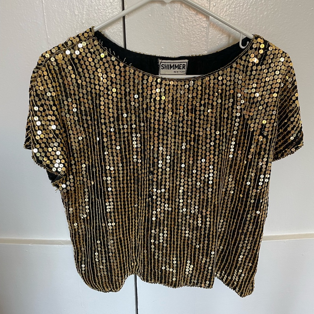 Vintage Gold Sequin Top